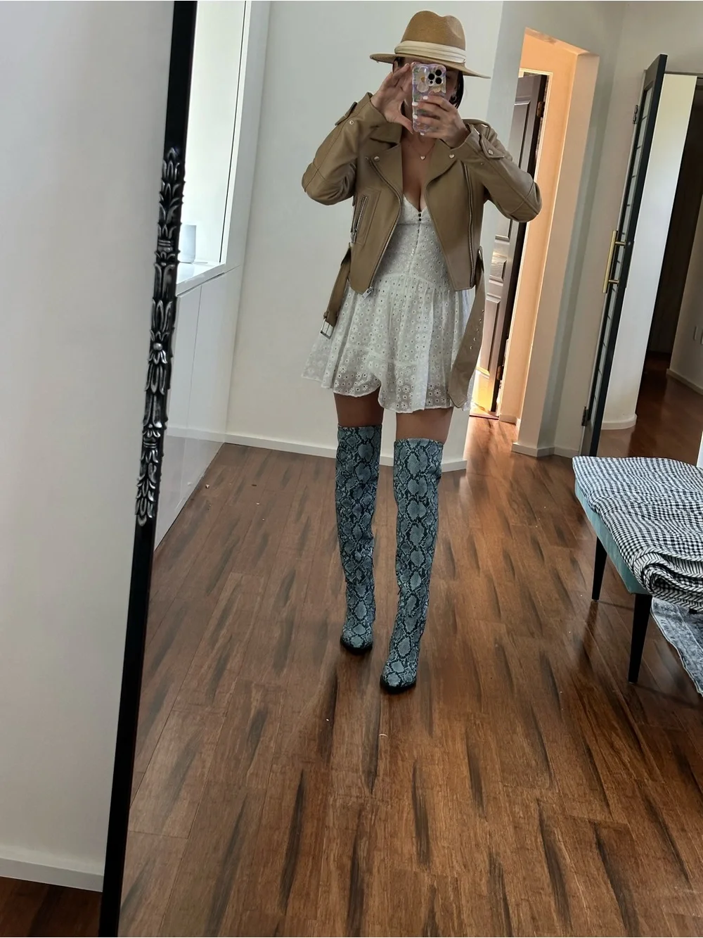 Gianni Bini Blue and Black Snake-Print Ankle Boots